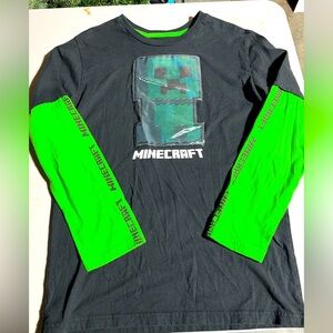 MOJANG MINECRAFT 2019 T-SHIRT YOUTH XL 14-16‎ BLACK/GREEN VIDEO GAMING DECAL